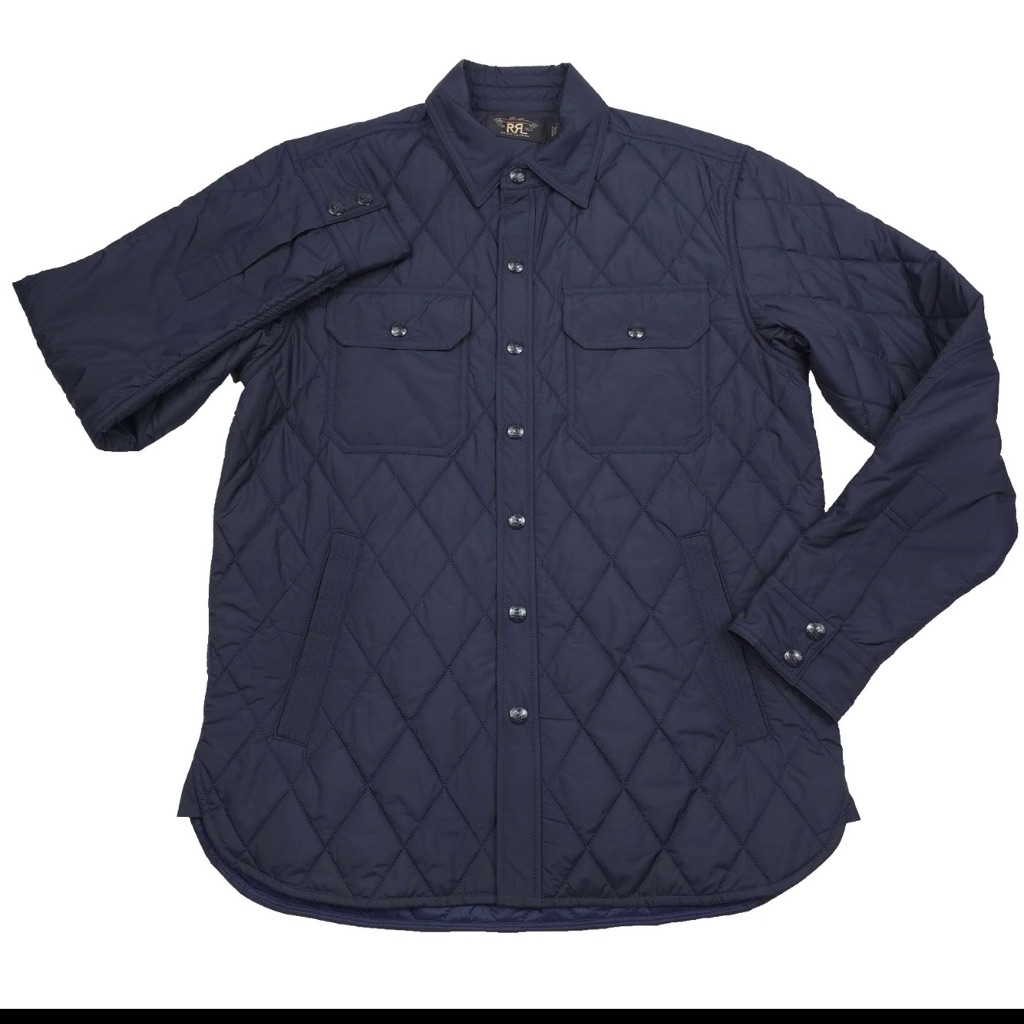 Rrl Ralph Lauren Men's Navy Quilted Shirt Jacket Rrl Size Medium Nwt Euc